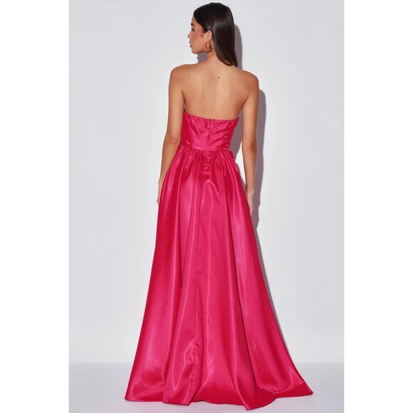 Lulus Revel in the Magic Taffeta Strapless Maxi Dress With Pockets, Prom Gown - Picture 2 of 8